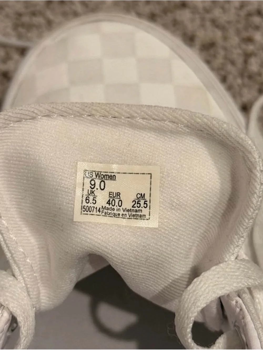 Vans Women's All-White Checkerboard Low Top Sneakers